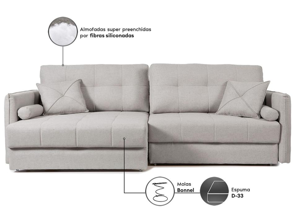 Sofá 3 Lugares Retrátil Reclinável Linho Urban Next Sofás - 5