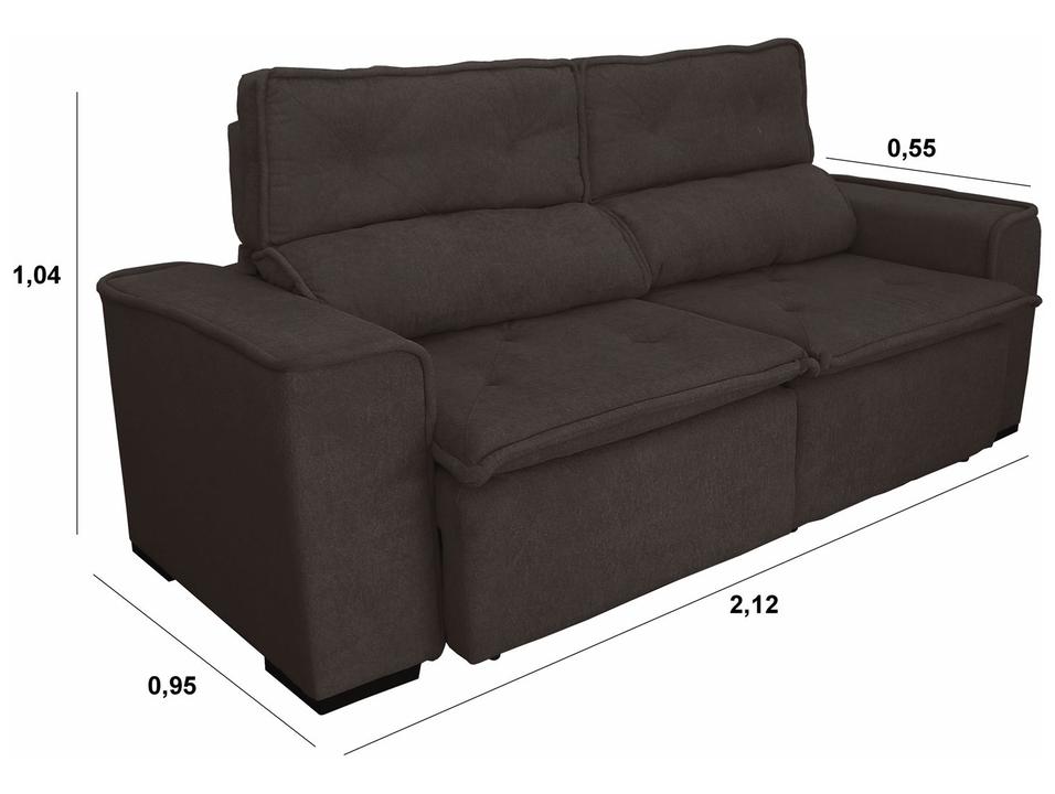 Sofá 3 Lugares Retrátil Reclinável Suede Califórnia JW Estofados - 2