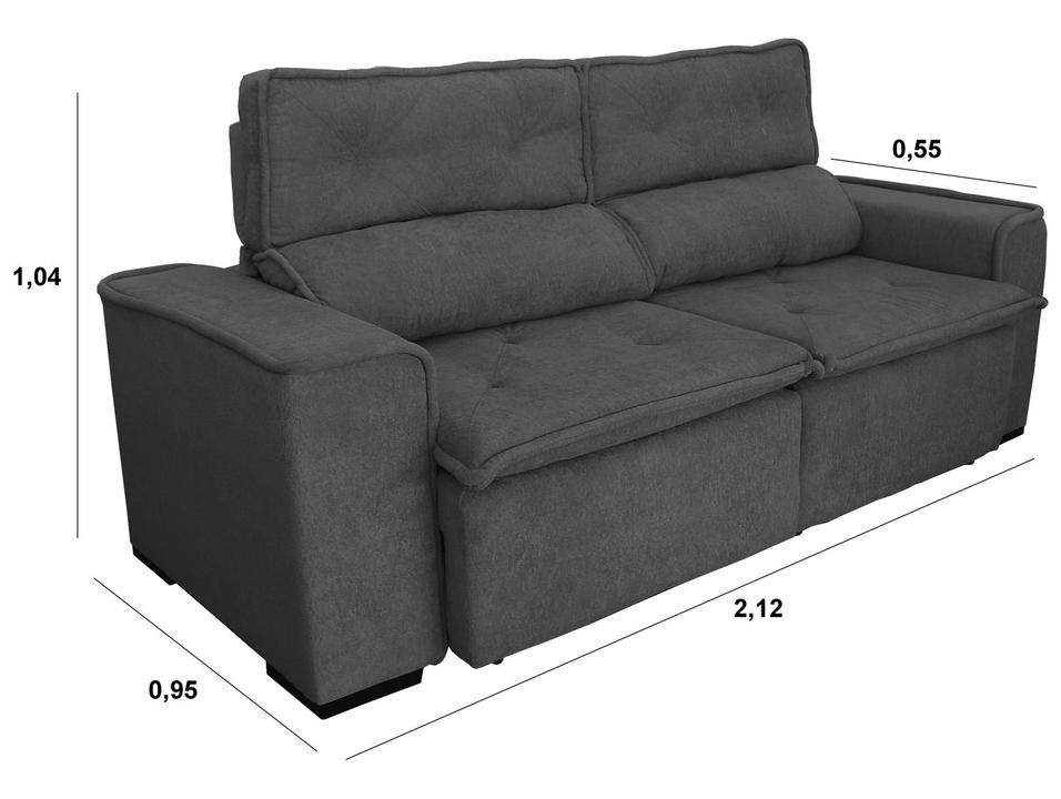 Sofá 3 Lugares Retrátil Reclinável Suede Califórnia JW Estofados - 2