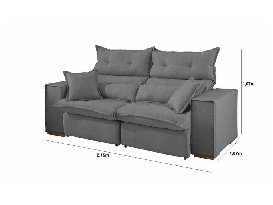Sofá 3 Lugares Retrátil Reclinável Suede Parma JW Estofados - 2