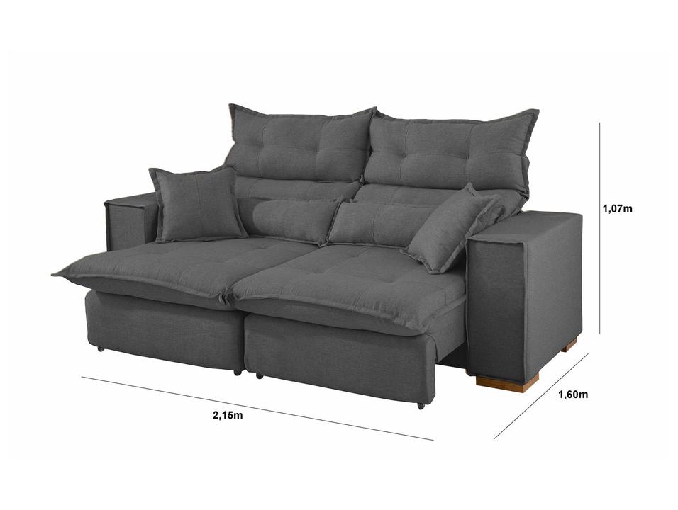 Sofá 3 Lugares Retrátil Reclinável Suede Parma JW Estofados - 3