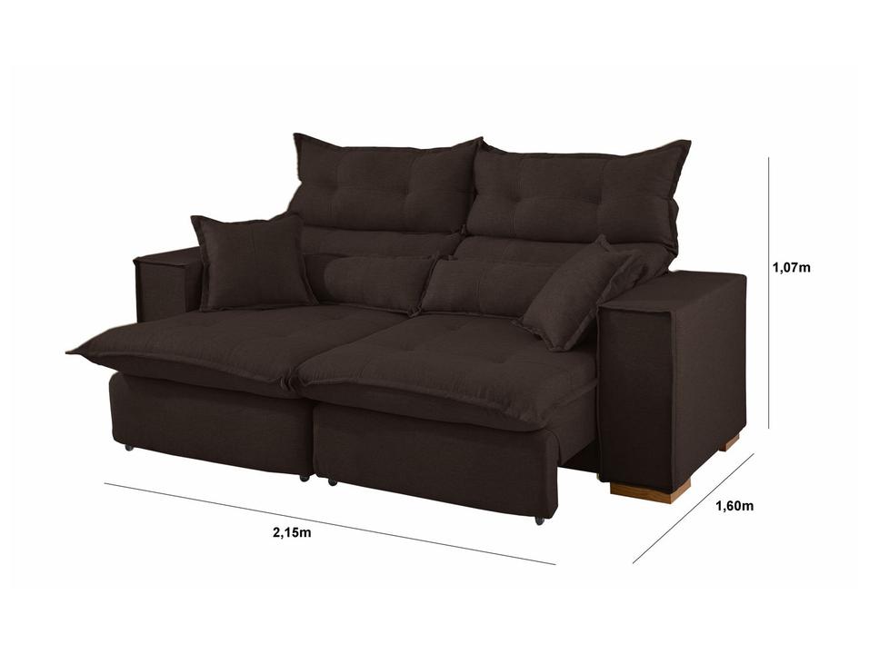 Sofá 3 Lugares Retrátil Reclinável Suede Parma JW Estofados - 3