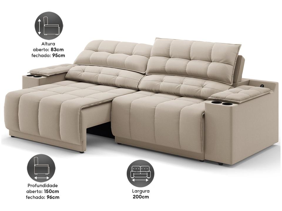 Sofá 3 Lugares Retrátil Reclinável Velosuede Quebec Next Sofás - 1