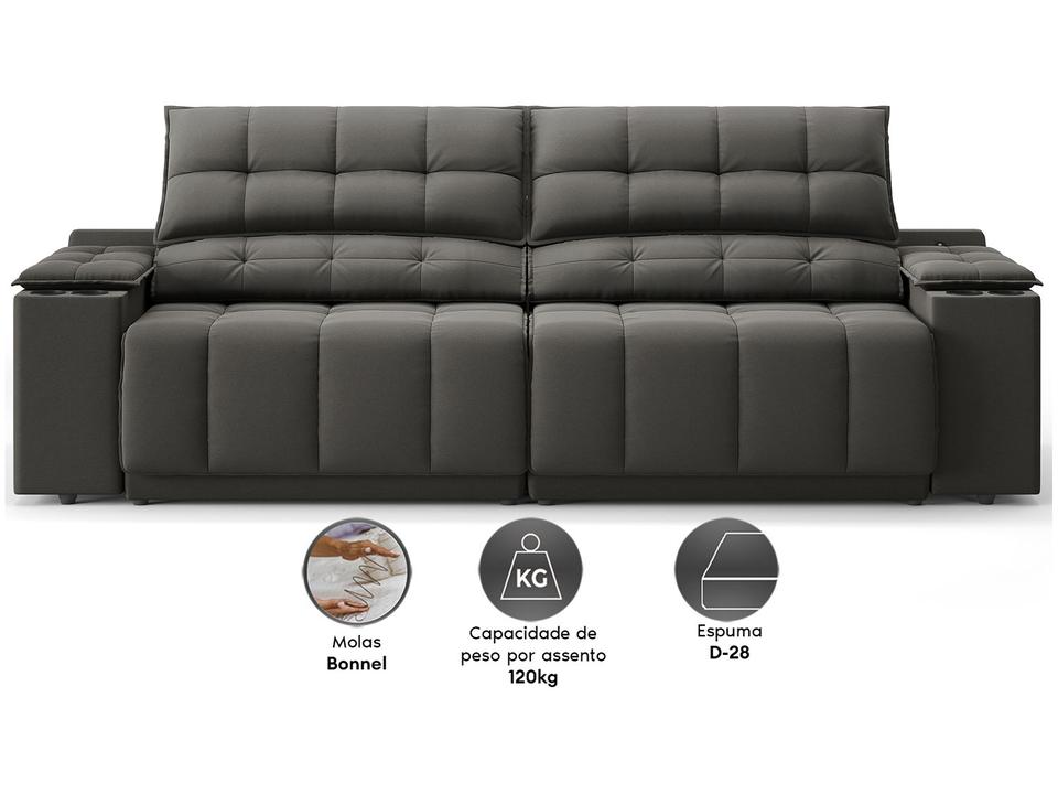 Sofá 3 Lugares Retrátil Reclinável Velosuede Quebec Next Sofás - 3