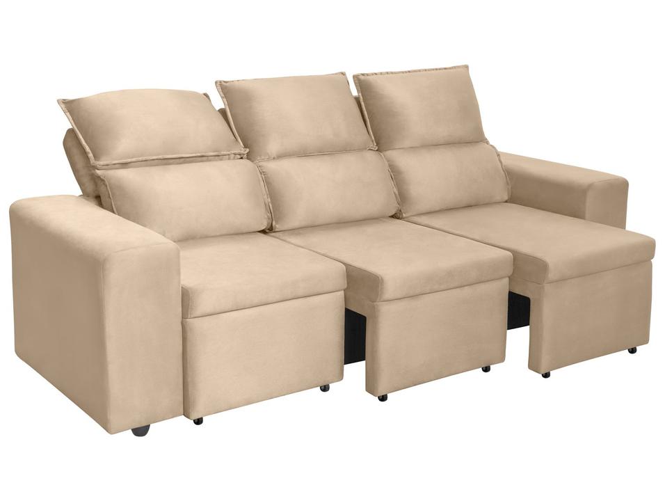 Sofá 3 Lugares Retrátil Reclinável Veludo Berlim SMP - 4