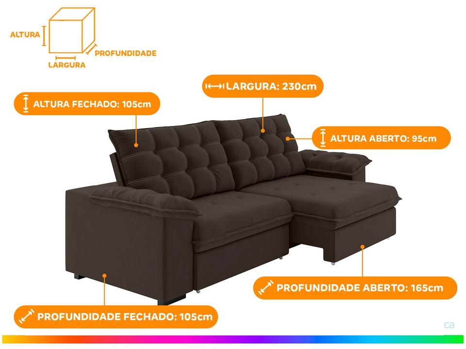 Sofá 3 Lugares Retrátil Reclinável Veludo Vancouver Besthouse - 3