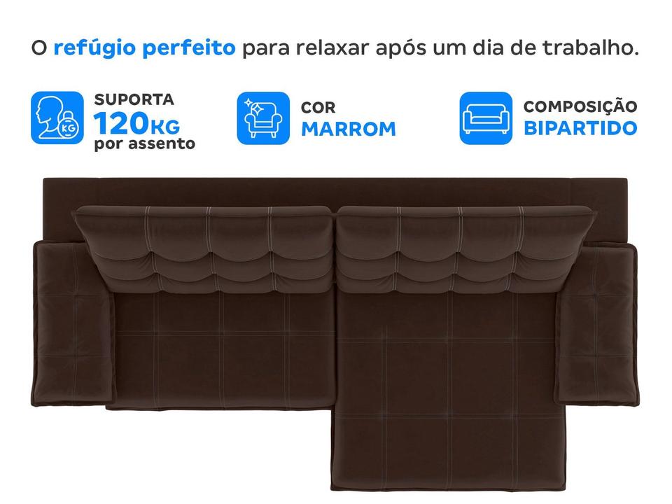 Sofá 3 Lugares Retrátil Reclinável Veludo Vancouver Besthouse - 4