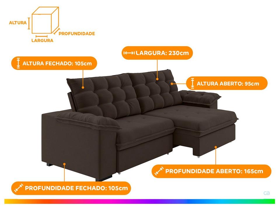 Sofá 3 Lugares Retrátil Reclinável Veludo Vancouver Besthouse - 4