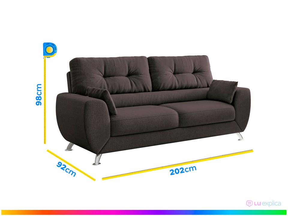 Sofá 3 Lugares Suede Amarilis Linoforte - 2