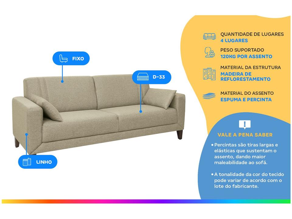 Sofá 4 Lugares Linho Lyon A2 Linoforte - 1