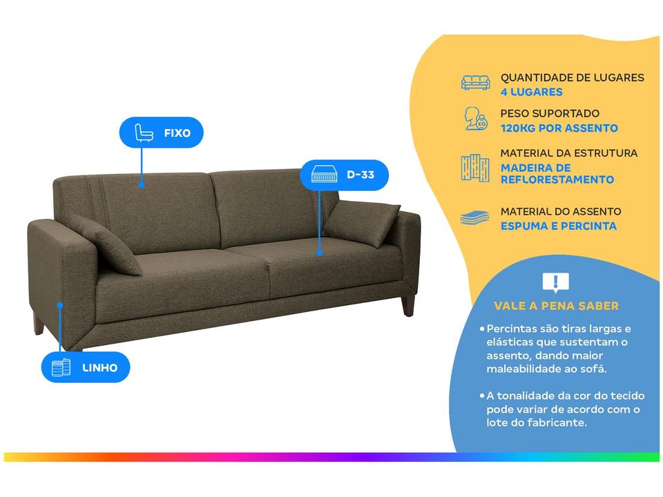 Sofá 4 Lugares Linho Lyon A2 Linoforte - 1