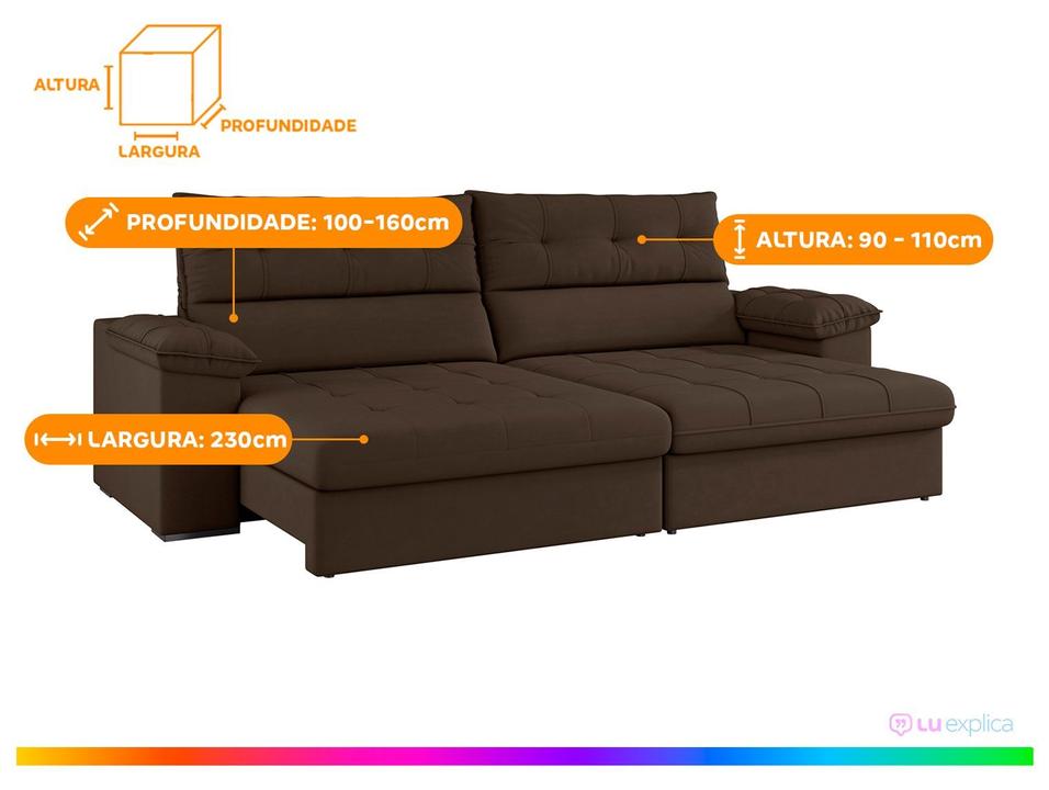 Sofá 4 Lugares Reclinável Suede Veludo Everest Flexforma Estofados - 4