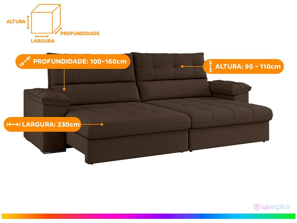 Sofá 4 Lugares Reclinável Suede Veludo Everest Flexforma Estofados - 2