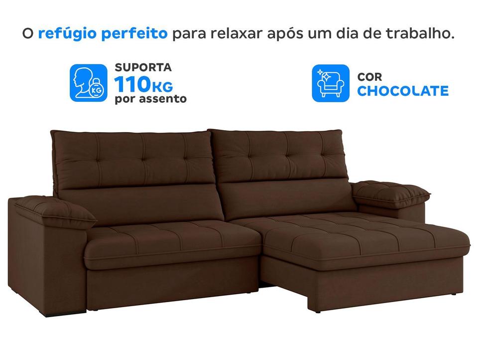 Sofá 4 Lugares Reclinável Suede Veludo Everest Flexforma Estofados - 4