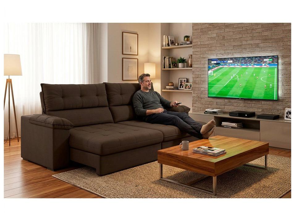 Sofá 4 Lugares Reclinável Suede Veludo Everest Flexforma Estofados - 6