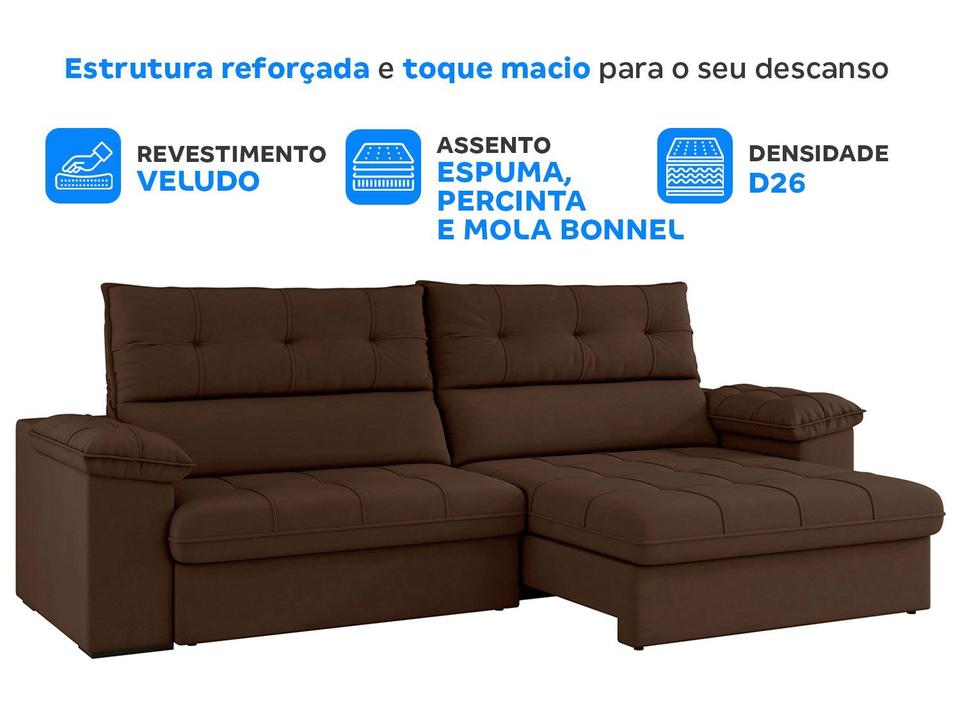 Sofá 4 Lugares Reclinável Suede Veludo Everest Flexforma Estofados - 3