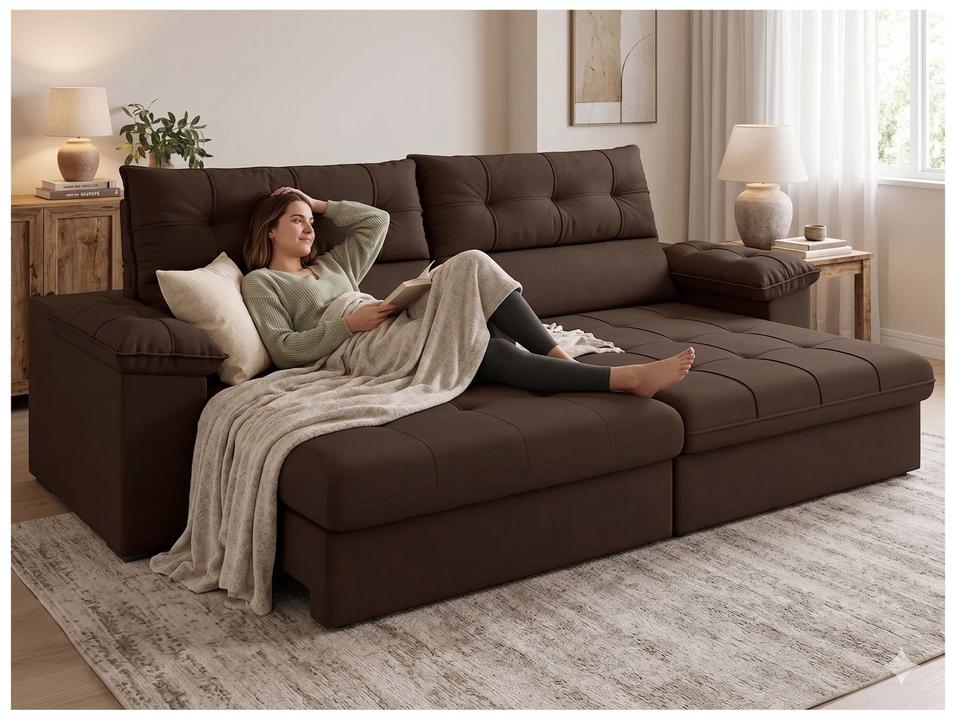 Sofá 4 Lugares Reclinável Suede Veludo Everest Flexforma Estofados - 1