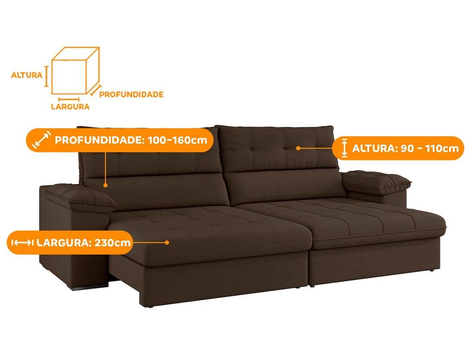 Sofá 4 Lugares Reclinável Suede Veludo Everest Flexforma Estofados - 5