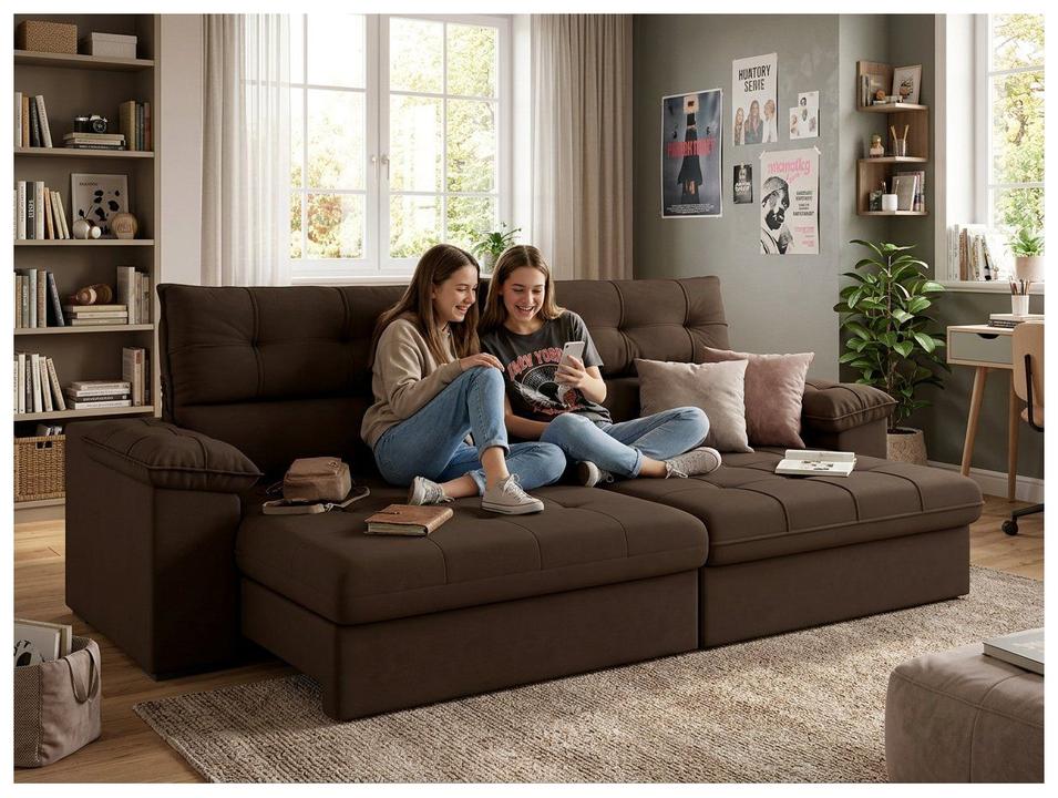 Sofá 4 Lugares Reclinável Suede Veludo Everest Flexforma Estofados - 7