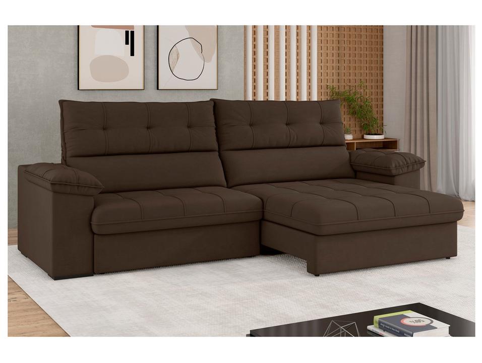 Sofá 4 Lugares Reclinável Suede Veludo Everest Flexforma Estofados - 2