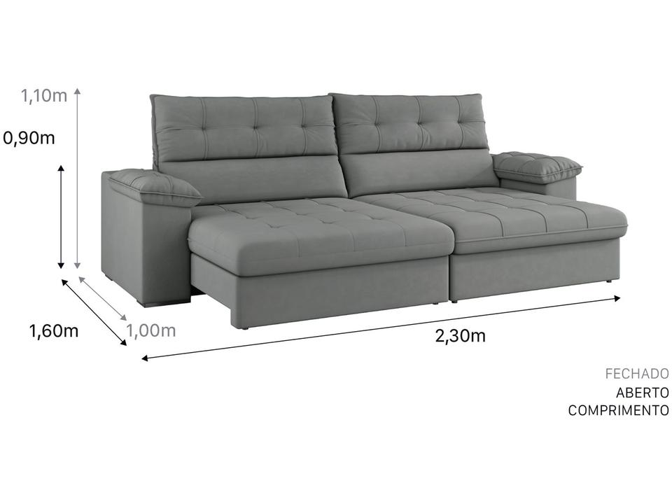 Sofá 4 Lugares Reclinável Suede Veludo Everest Flexforma Estofados - 5