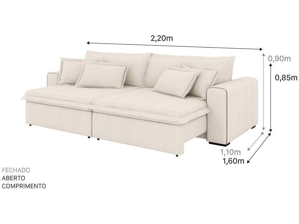 Sofá 4 Lugares Retrátil Recinável Bouclé Mediterrâneo Trentino Flexforma Estofados - 2