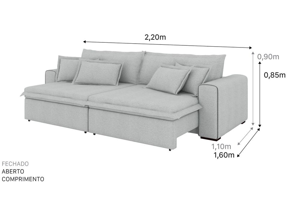 Sofá 4 Lugares Retrátil Recinável Bouclé Mediterrâneo Trentino Flexforma Estofados - 2