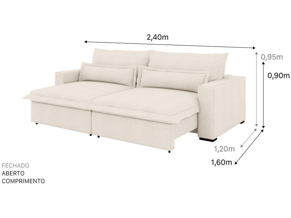 Sofá 4 Lugares Retrátil Reclinável Bouclé Mediterrâneo Bergamo Flexforma Estofados - 2