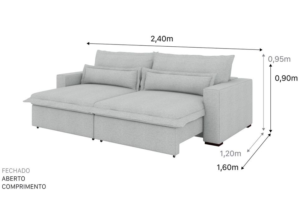 Sofá 4 Lugares Retrátil Reclinável Bouclé Mediterrâneo Bergamo Flexforma Estofados - 2