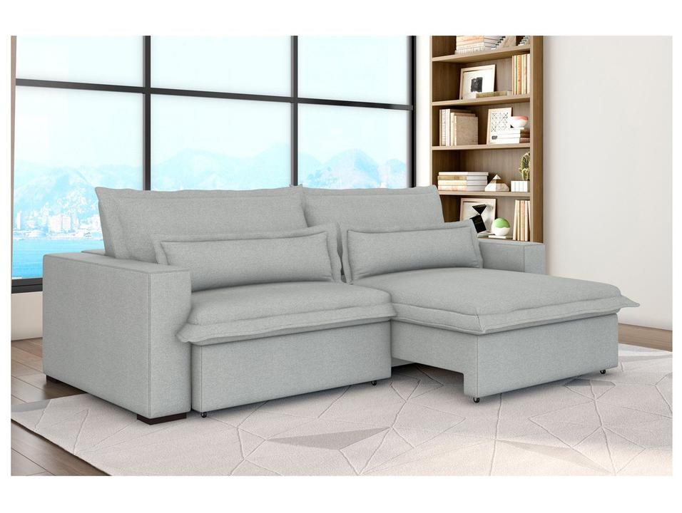 Sofá 4 Lugares Retrátil Reclinável Bouclé Mediterrâneo Bergamo Flexforma Estofados - 2
