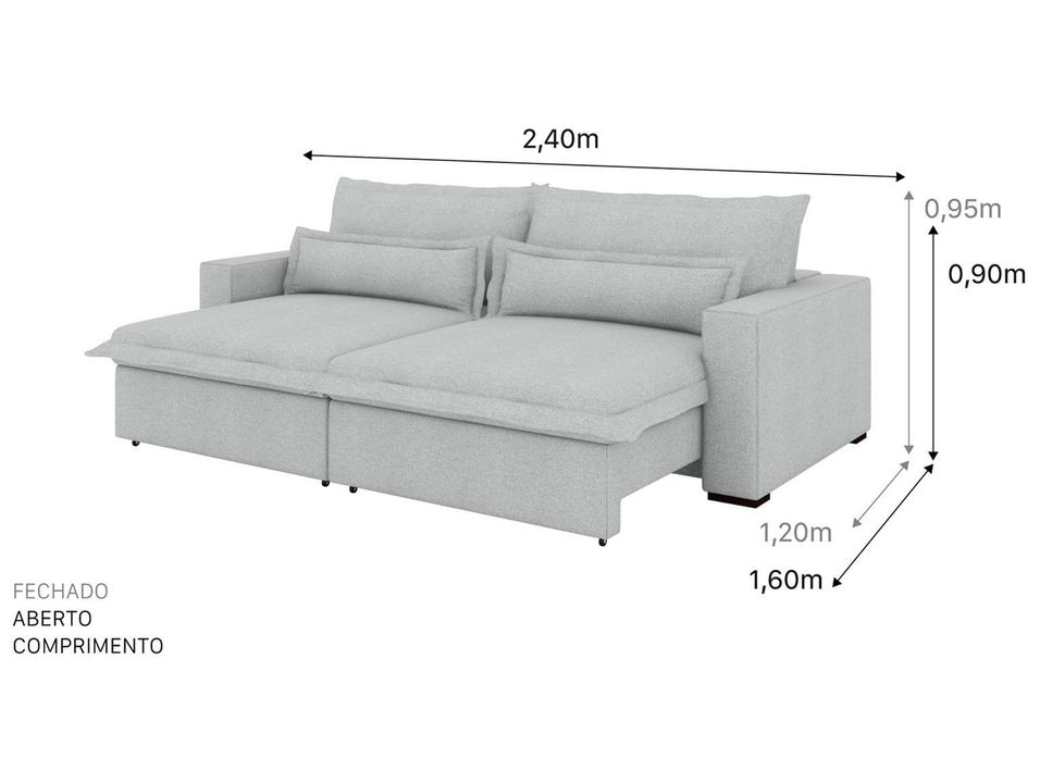 Sofá 4 Lugares Retrátil Reclinável Bouclé Mediterrâneo Bergamo Flexforma Estofados - 4