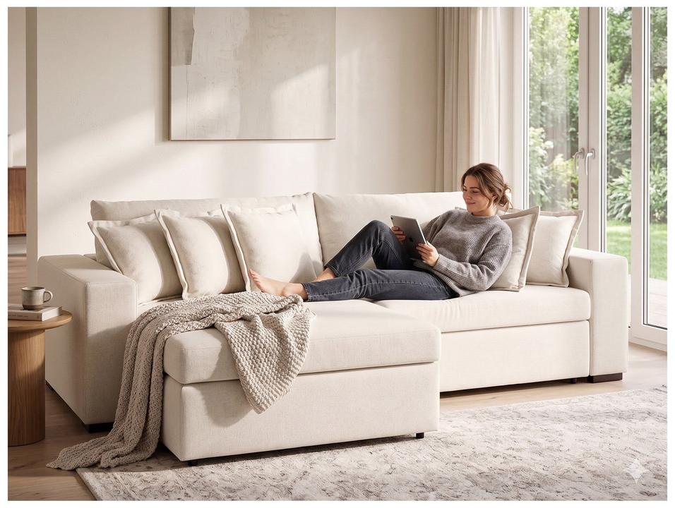 Sofá 4 Lugares Retrátil Reclinável Bouclé Mediterrâneo Parma Flexforma Estofados - 1