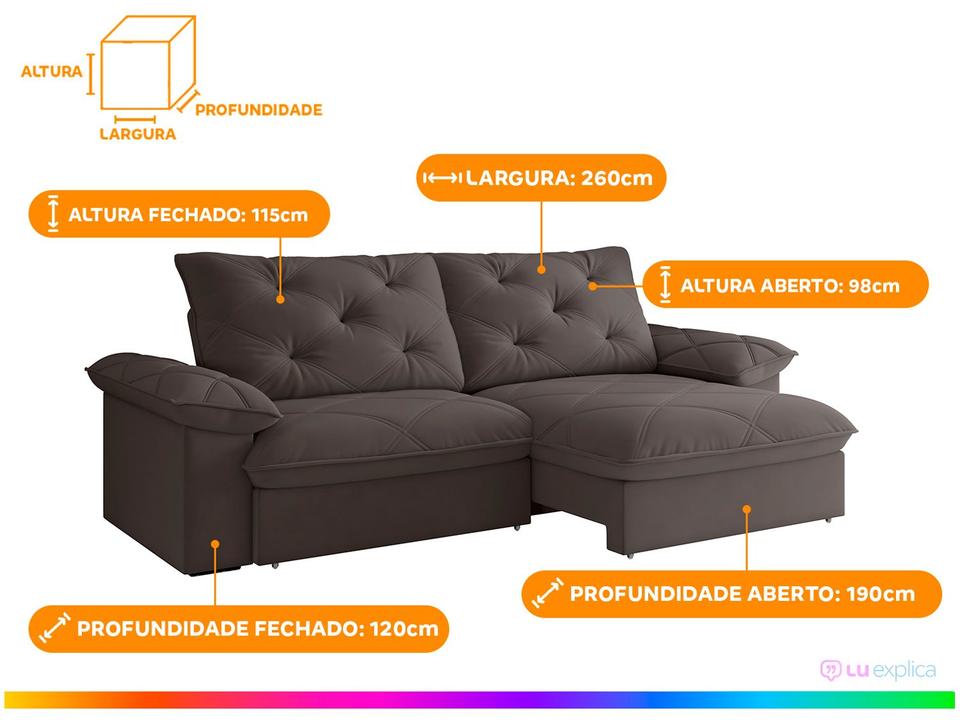 Sofá 4 Lugares Retrátil Reclinável Slim Amsterda Besthouse - 3