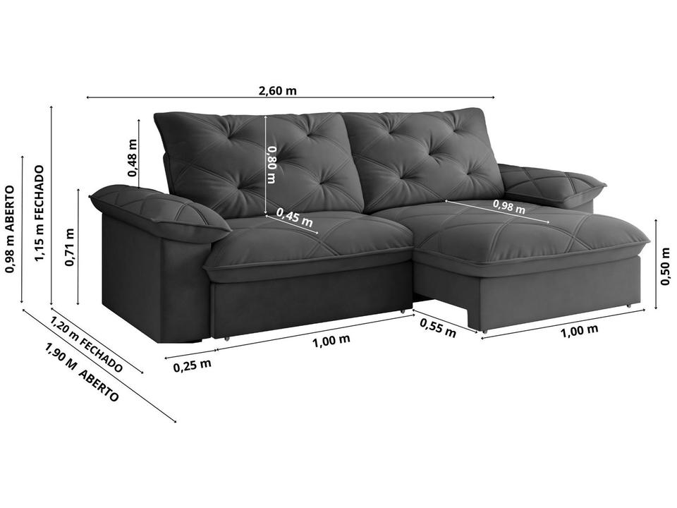Sofá 4 Lugares Retrátil Reclinável Slim Amsterdã Besthouse - 2