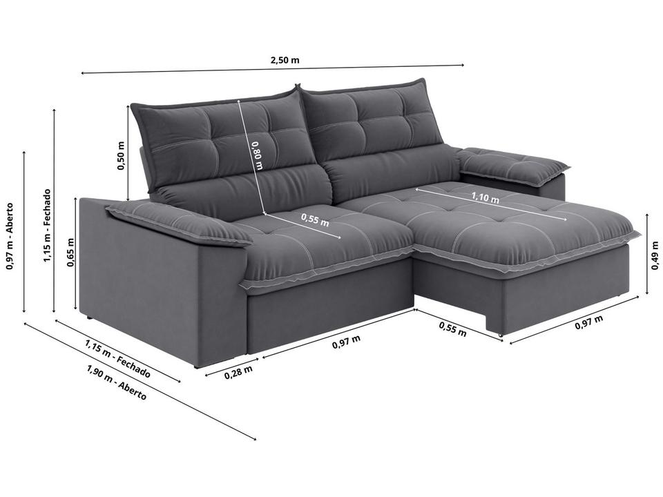 Sofá 4 Lugares Retrátil Reclinável Slim Venetto Besthouse - 2