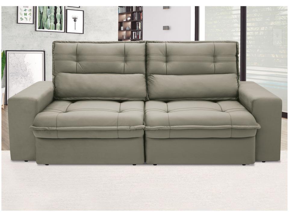 Sofá 4 Lugares Retrátil Reclinável Suede Palatino Linoforte - 7