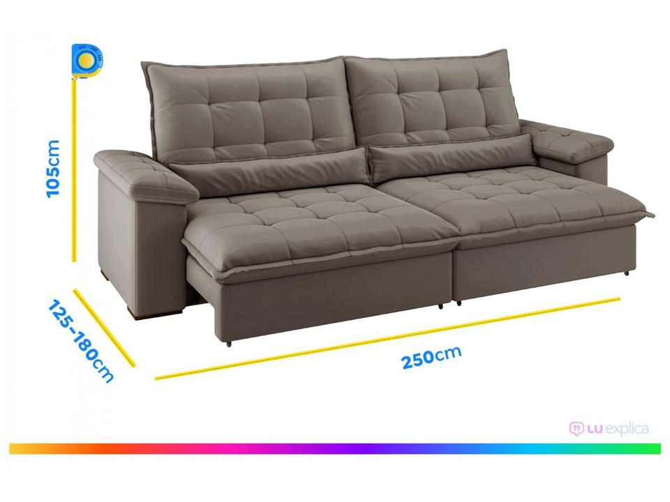 Sofá 4 Lugares Retrátil Reclinável Suede Veludo Molas Ensacadas Módena Flexforma Estofados - 6