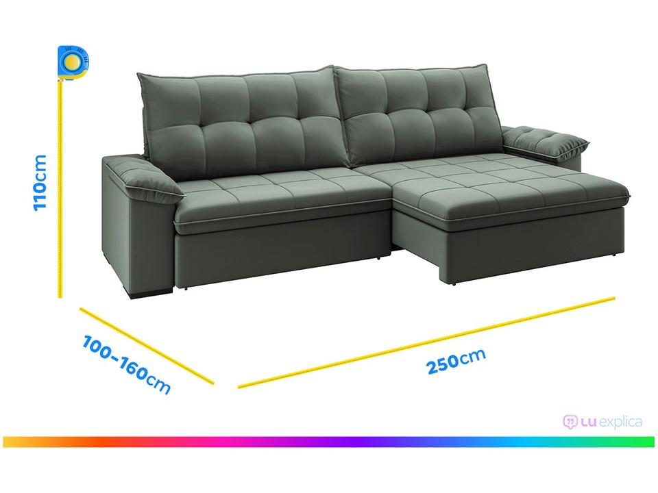 Sofá 4 Lugares Retrátil Reclinável Suede Veludo Triiton Flexforma Estofados - 3