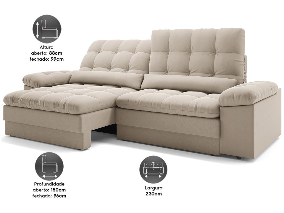 Sofá 4 Lugares Retrátil Reclinável Velosuede Cristal Next Sofás - 1