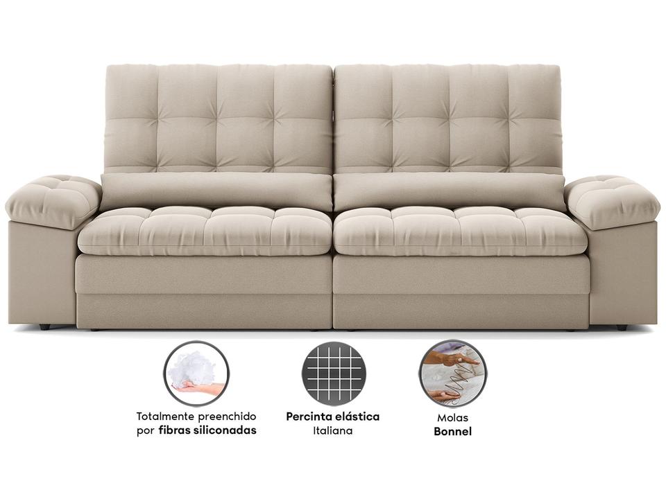 Sofá 4 Lugares Retrátil Reclinável Velosuede Cristal Next Sofás - 3