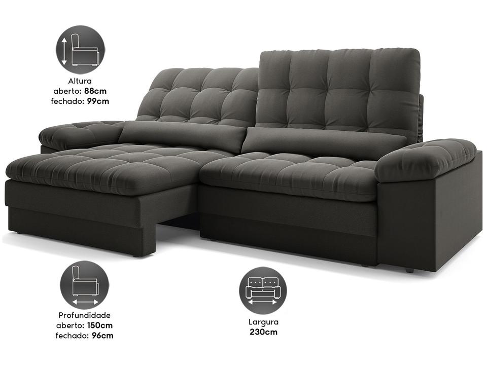 Sofá 4 Lugares Retrátil Reclinável Velosuede Cristal Next Sofás - 1