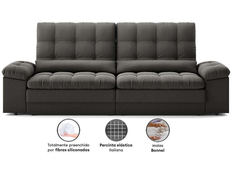 Sofá 4 Lugares Retrátil Reclinável Velosuede Cristal Next Sofás - 3