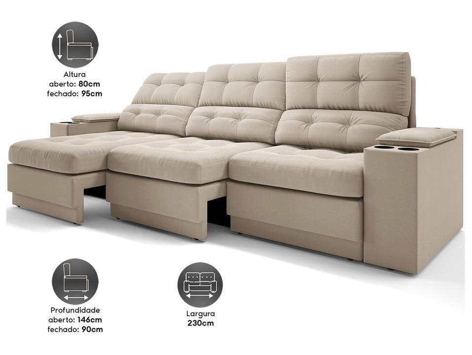 Sofá 4 Lugares Retrátil Reclinável Velosuede Neon Next Sofás - 2