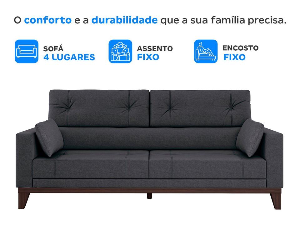 Sofá 4 Lugares Suede Cannes Linoforte - 2