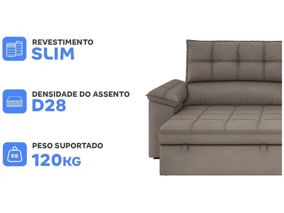 Sofá 5 Lugares Retrátil Reclinável Slim Molas Ensacadas Milano BestHouse - 3