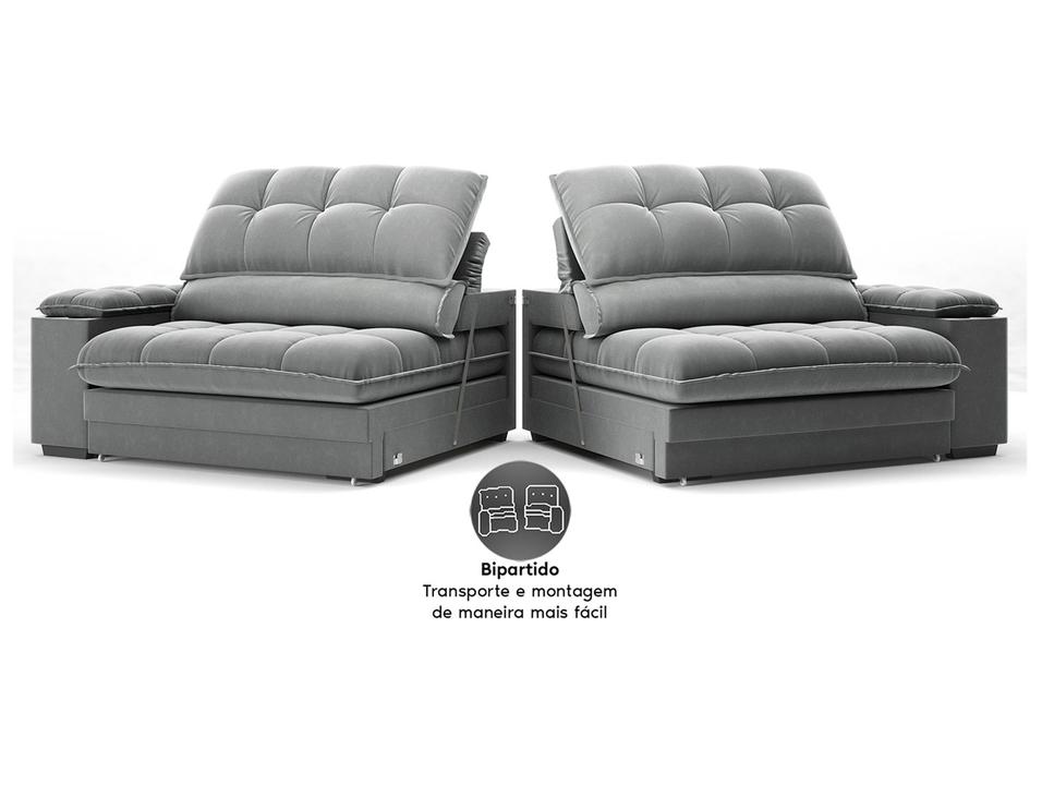 Sofá 5 Lugares Retrátil Reclinável Veludo Olimpo Next Sofás - 6