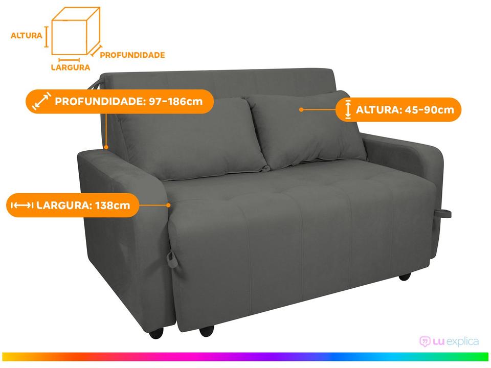Sofá-cama 2 Lugares Casal Veludo Matrix Amora - 2