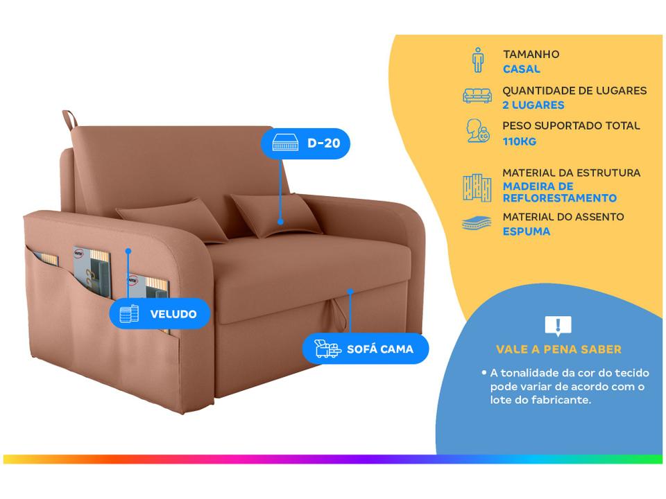Sofá-cama 2 Lugares Casal Veludo Matrix Lady Dai - 1