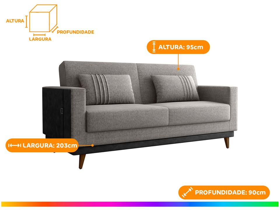 Sofá-cama 3 Lugares Casal Reclinável Facto e Linho Matrix Esther - 3