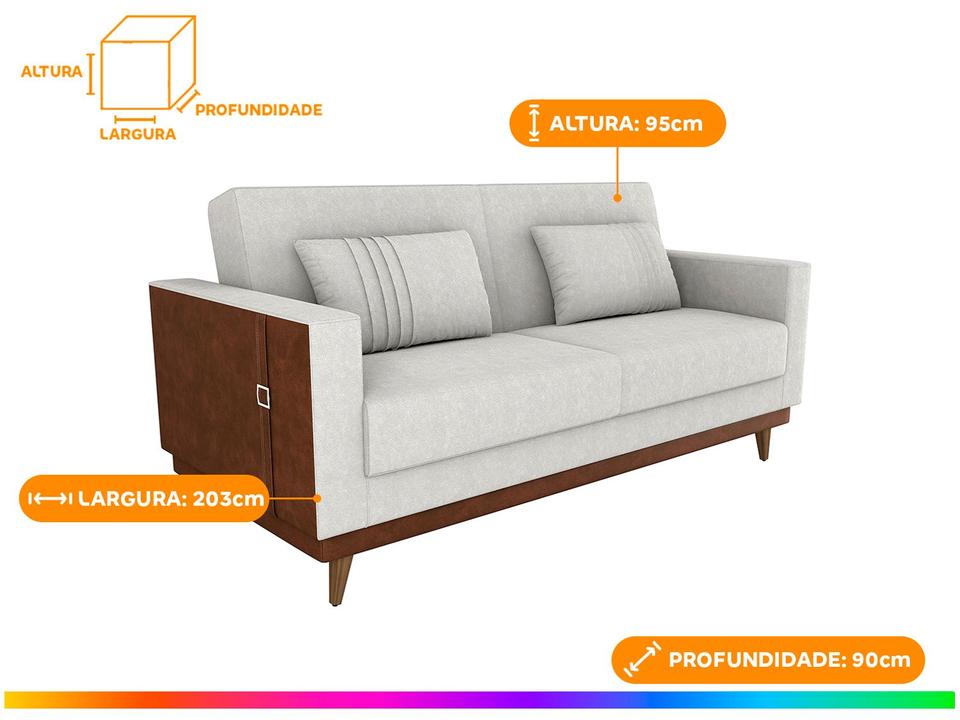 Sofá-cama 3 Lugares Casal Reclinável Facto e Linho Matrix Esther - 3